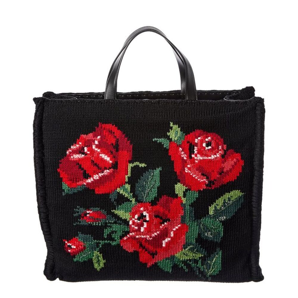 Dolce & Gabbana Dg Wool & Leather Tote, Black